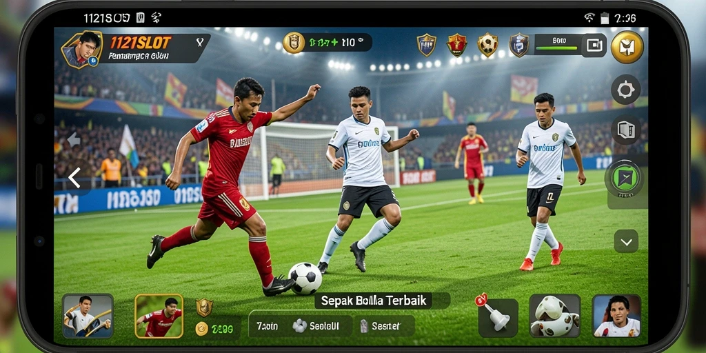 Gameplay mendebarkan dalam 1121SLOT dengan pertandingan sepak bola yang seru.