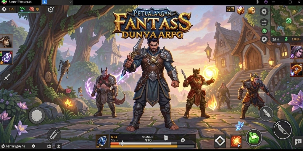Tampilan gameplay <strong>5ZK</strong> dengan karakter bertempur melawan monster jahat di dunia fantasi.