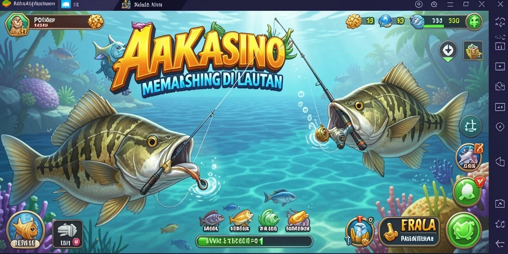 Tampilan gameplay AAKASINO yang menakjubkan saat memancing di lautan.