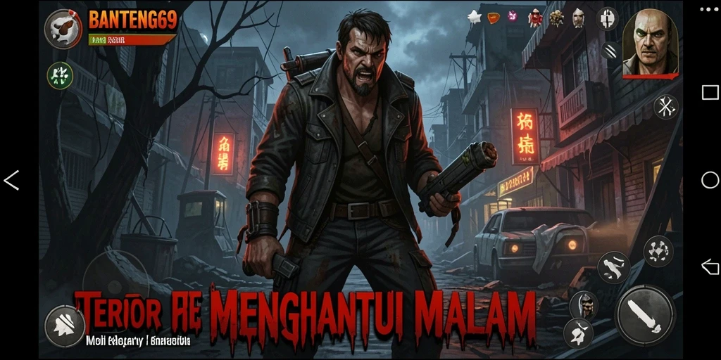 Screenshot gameplay BANTENG69 yang menampilkan suasana horor yang mendebarkan.