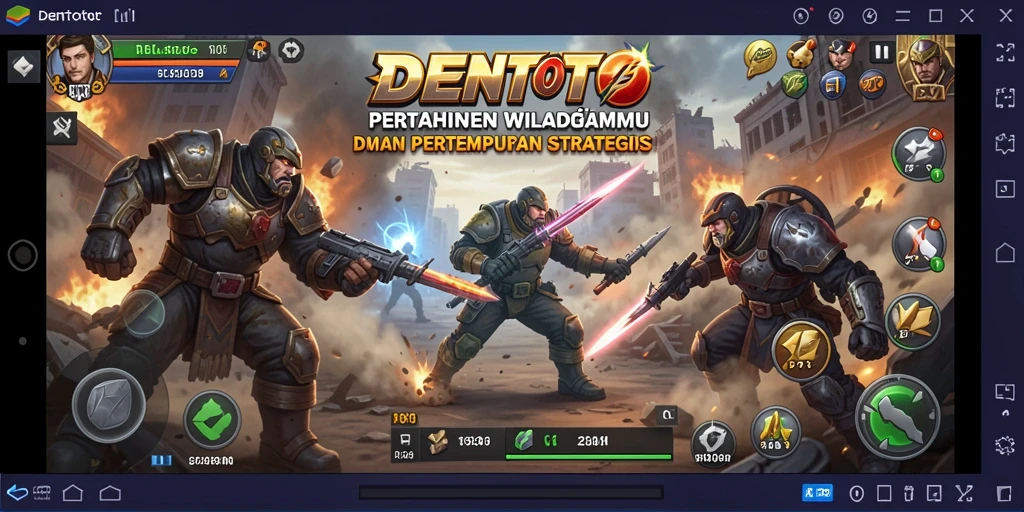 Tampilan gameplay DENTOTO yang menarik dalam pertempuran Tower Defense.