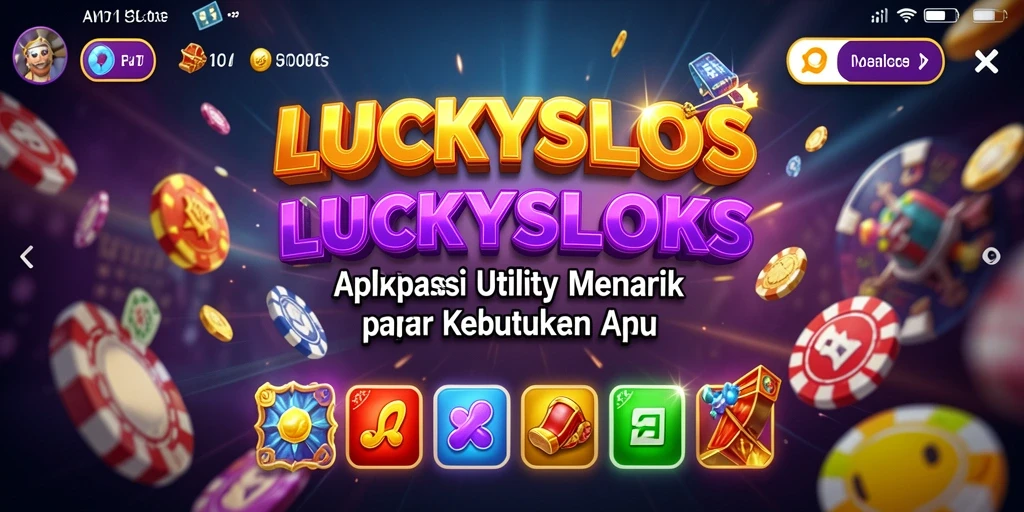 Screenshot gameplay <strong>LUCKYSLOTS</strong> menunjukkan antarmuka yang intuitif dan fungsi penting.