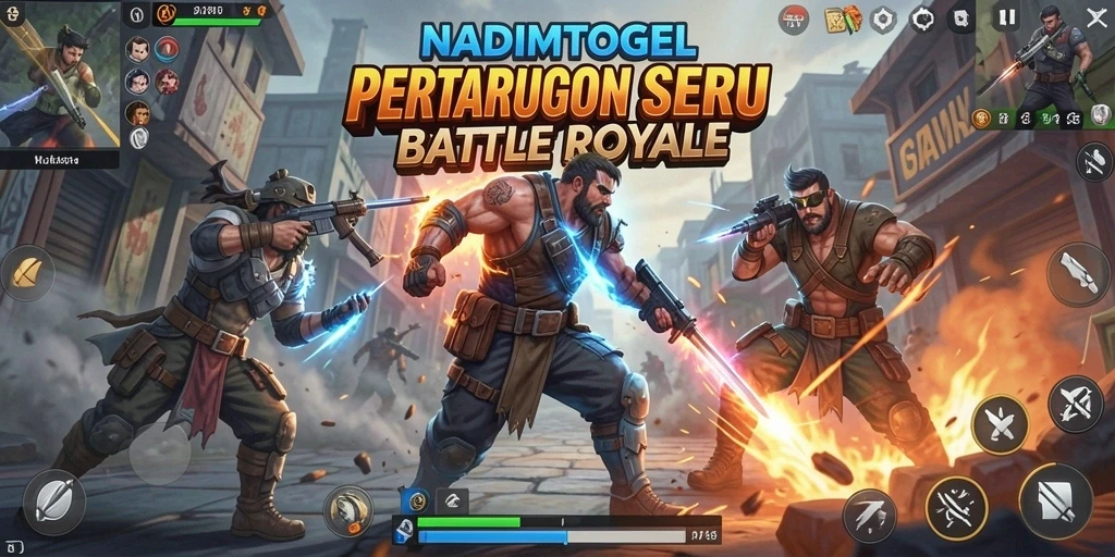 Menampilkan gameplay intens dalam arena tempur Battle Royale.