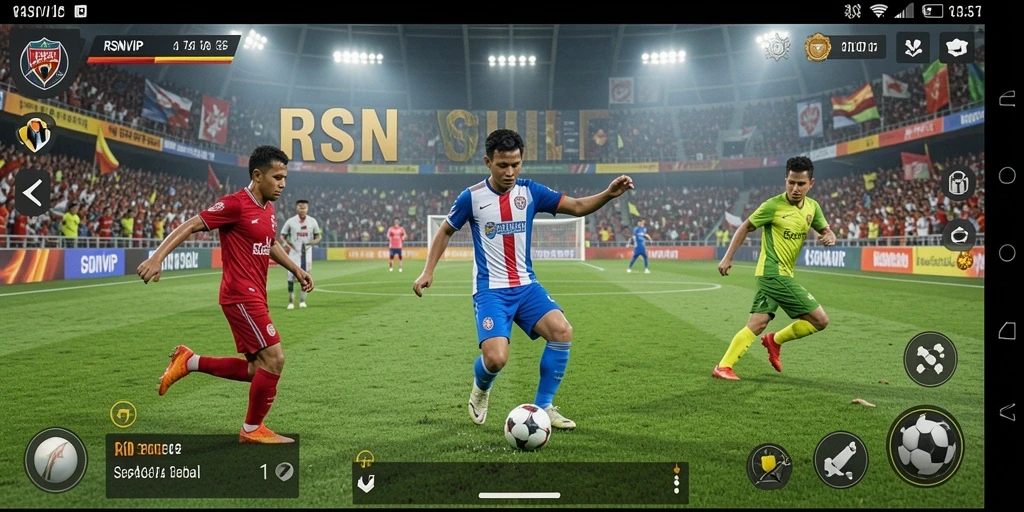 Tampilan gameplay <strong>RSNVIP</strong> yang mendebarkan dengan aksi sepak bola nyata.