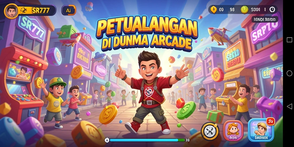 Screenshot SR777 menampilkan gameplay menantang dengan warna cerah.