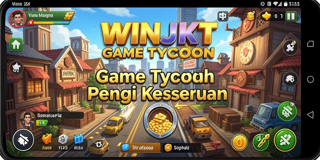 Tangkapan layar gameplay Tycoon yang menggambarkan aktivitas bisnis di WINJKT.